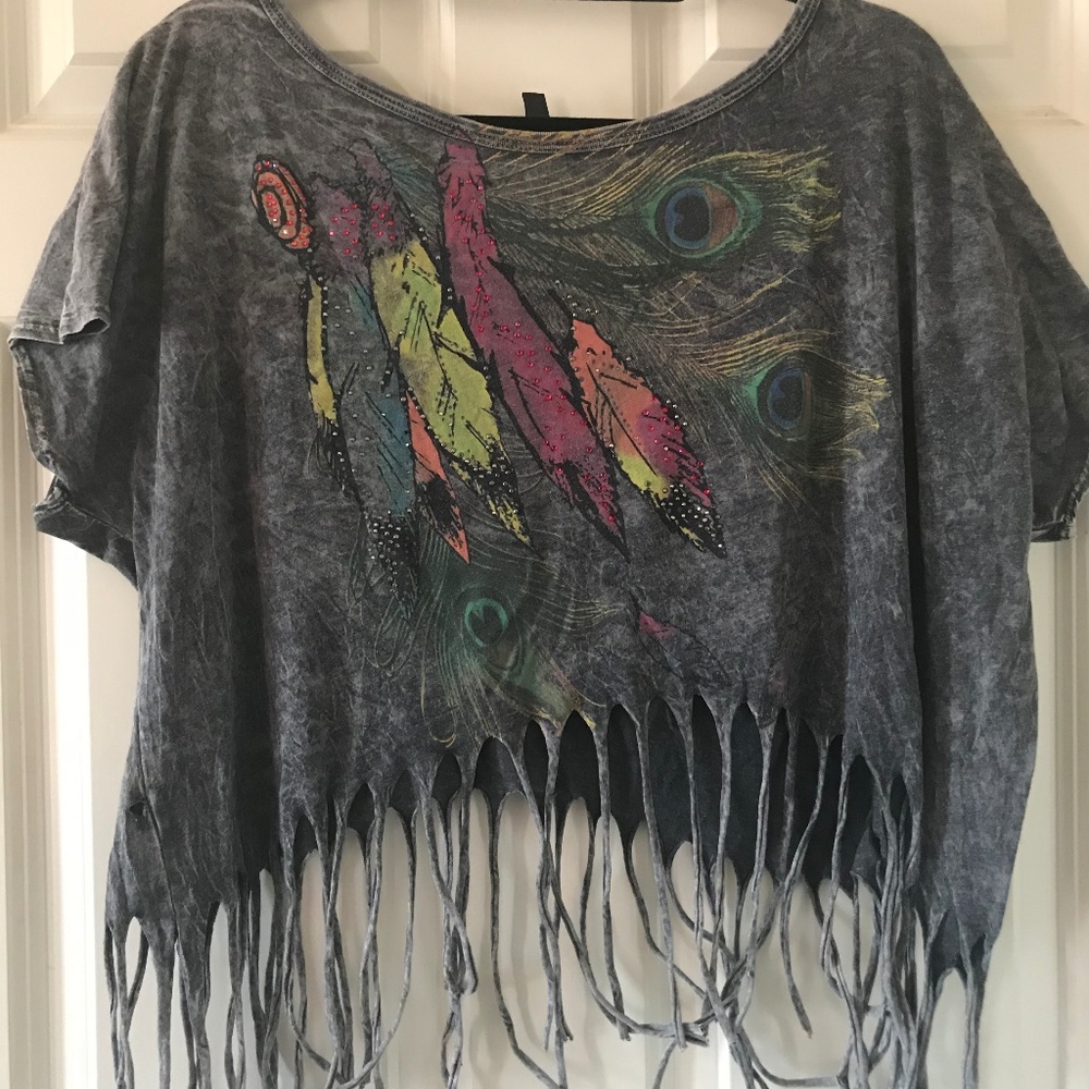 cute off the shoulder crop top with fringe